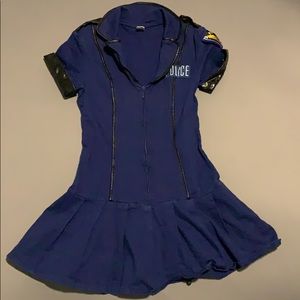 Sexy Cop Costume Blue Police Mini Dress